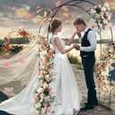 Adorox 7.8ft Garden Arch Trellis for Climbing Plants, Metal Arch Frame, Pumpkin Archway Outdoor Garden Arbors and Arches for Halloween Christmas Birthday Party Baby Shower Decoration(Black)