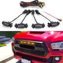 Seven Sparta 4 PCS Grill Led Lights with Fuse Adaptor Compatible with 2016-2023 Toyota Tacoma TRD Pro OEM Front Grille (Amber Light with Black Shell)