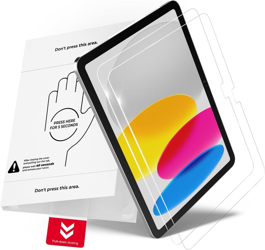 bersem 2 Pack AlignGuard Pro Screen Protector for iPad A16 11th/10th Generation (11/10.9 Inch, 2025/2022), 9H Hardness Tempered Glass, HD Clear, No Bubbles, Dust Free PullBox | A16, 2022/2025, 9H Hardness, Tempered Glass, HD Clear
