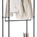Adjustable, Double Hanging Rod Garment Rolling Closet Organizer Rack with Wheels, Heavy Duty, Black, 36'' x 14'' x 72''