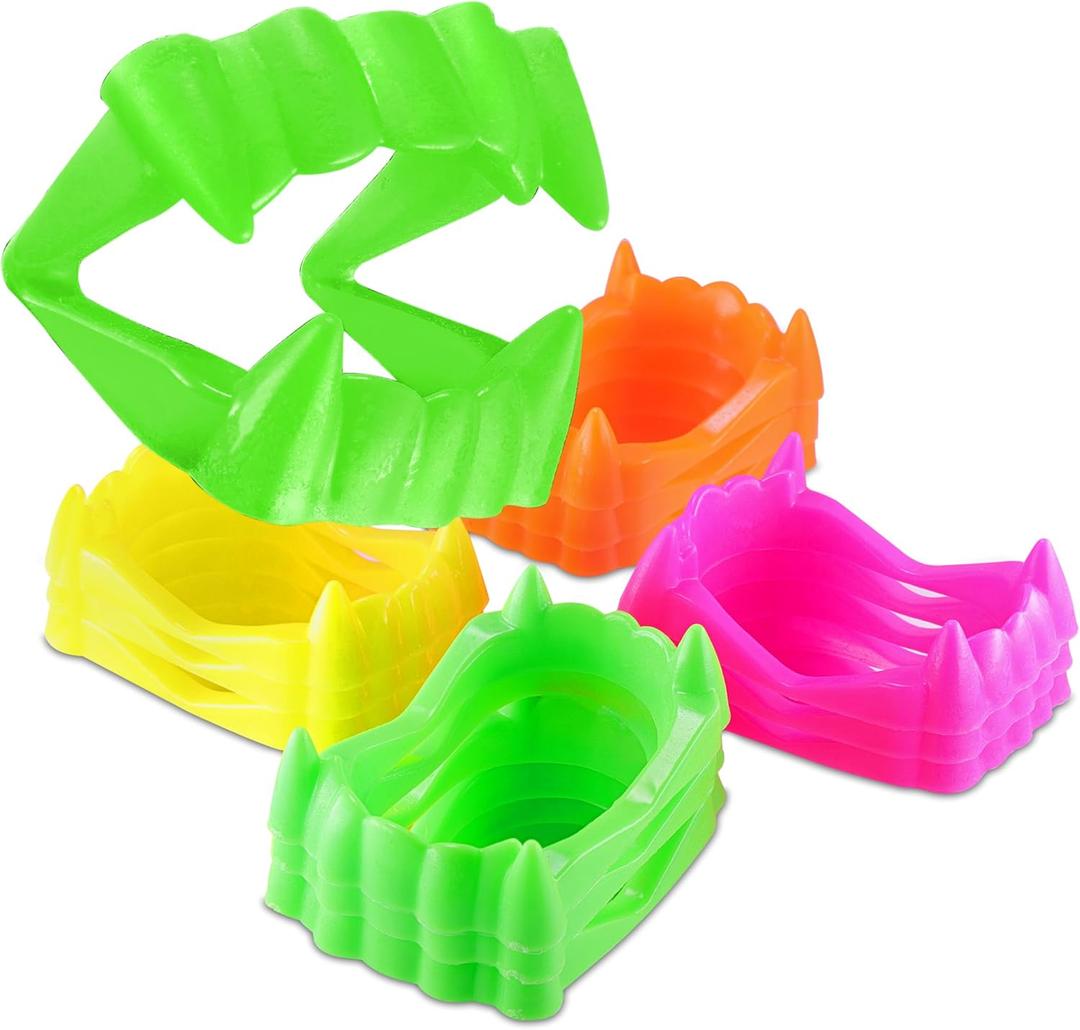 2 x Vampire Teeth Kids Size, Assorted Colors Fake Vampire Teeth for Kids, Vampire Fangs Costume, Dress-Up, Pretend Play, 12 Pack Halloween Teeth for Halloween Party Favors (Colorful)