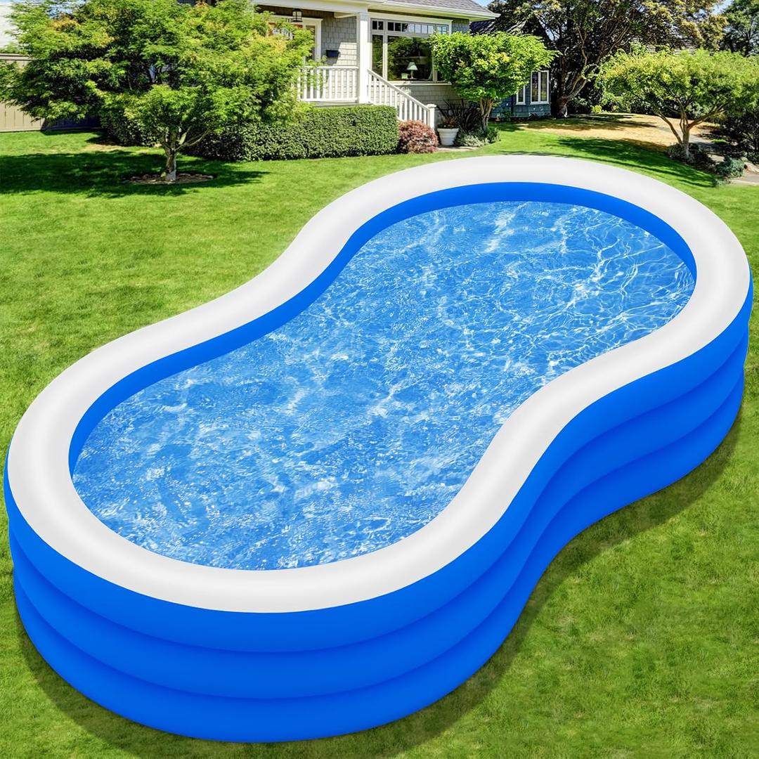 Inflatable Swimming Pool for Adults - 145" X 74" X 22" Oversized Thickened Kiddie Pool, Large Blow Up Pool for Backyard, Family