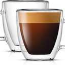 JoyJolt Savor Double Wall Insulated Glasses Espresso Mugs (Set of 2) - 5.4-Ounces