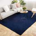 Ashler Faux Fur Rug, Ultra Soft Faux Rabbit Fur, Dark Blue Area Rugs, 6 x 9 Feet Rectangle, Machine Washable Nursery Decor Throw Rugs for Bedroom, Kids Room, Living Room