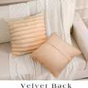 Uhomy Faux Fur Plush Throw Pillow Covers 22x22 Pack of 2 Luxury Super Soft Fluffy Striped Decorative Pillow Covers for Sofa, Bed, Couch, Living Room, Camel-Brown 55x55 cm