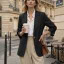 Mina Self 2026 Summer Women's 3/4 Sleeve Linen Blazer - Lightweight Breathable Lined Button Casual Work Office Jacket Pockets (XXL)