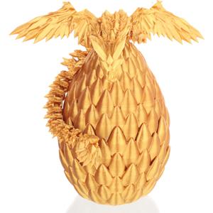 3D Printed Dragon Egg, Executive Desk Toys, Articulated Dragon, Fidget Toys Gifts for Easter Christmas Adults (Gold)