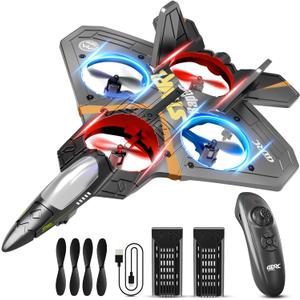 4DRC V17 Foam Remote Control Airplanes Rc Planes for Kids Adults 4-7 8-16, Remote Control Planes Fighter Jet with Light, 360 Flip Fighter Jet Toy, Gravity Sensing, Stunt Roll, Gifts for Kids Boys