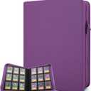 Forzarocket 324 Toploader Binder | 9-Pocket Zippered Ringless Album for TCG & Sports Cards | PU Leather Side-Load Storage (Violet)