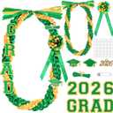 Giegxin Class of 2026 Graduation Leis Set 2026 Silk Ribbon Money Leis Grad Cutouts Adjustable Handmade Double Braided Necklace for Congrats Graduates Senior Party Gifts Accessories