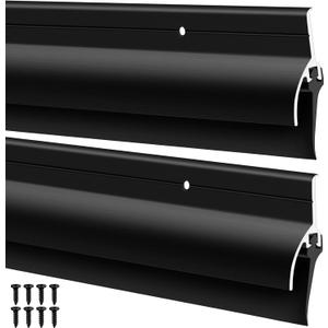 Hicarer 2 Pcs Door Bottom Sweep with Rain Drip 0.5625" W x 2" H x 36" L, Black Exterior Door Rain Drip Guard, Bottom Weather Stripping, Mill Finish Aluminum with Vinyl Insert