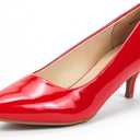DREAM PAIRS Women's Pumps Kitten Heel Pointed Toe Shoes for Women Comfortable Office Work Dress Shoes, Red, Size 7,5