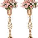23.2in Gold centerpieces for Table Wedding, 2Pcs Wedding Flower Stand centerpieces for Tables, Tall Metal Flower Vase Centerpieces for Party Events Birthday Home Decoration