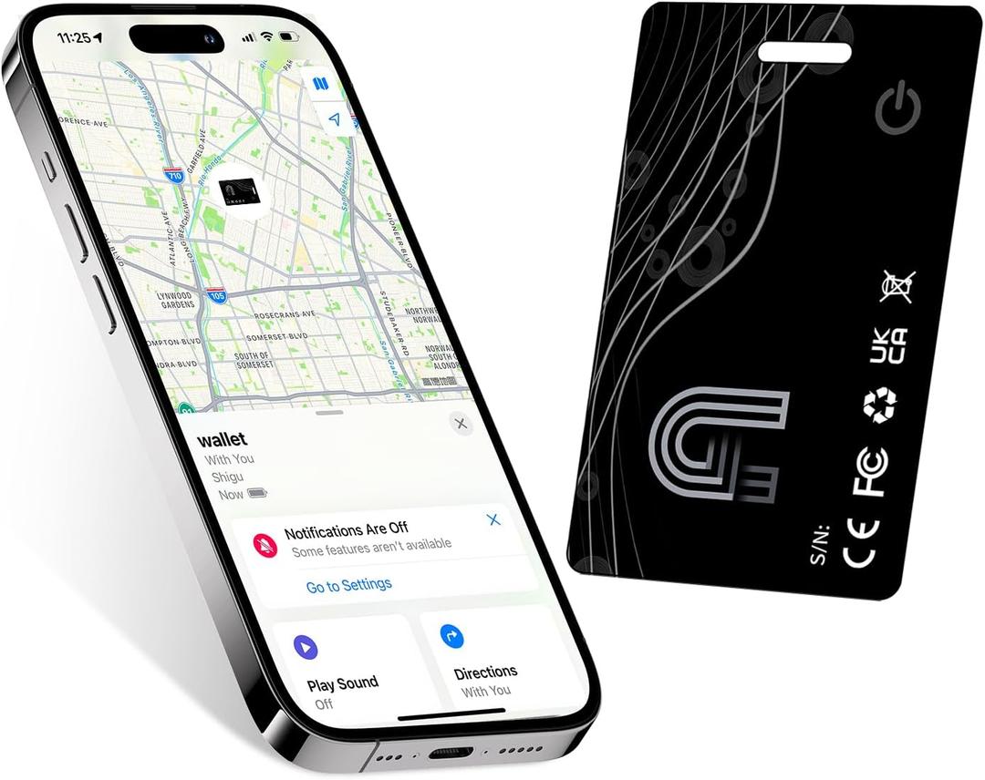 Wallet Tracker Card, Rechargeable Bluetooth Tracker with Apple Find My iOS Only Thin Wallet Finder GPS Tracker IP65 Waterproof Item Locator for Luggage, Keys, Bags, Passports and More