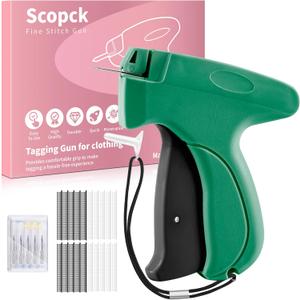 Stitch Gun for Clothes - Handheld Stitch Gun Quick Clothing Fixer - Mini Sewing Kit Micro Tagging Gun - Includes 6 Needle, 1000 Black Fasteners & 1000 White Fasteners (Green, Black)
