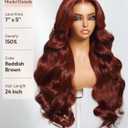 UNICE Bye Bye Knots 7x5 Pre Cut Lace Glueless Wig Reddish Brown Body Wave Wig Pre Bleached Invisible Knots Pre Everything Wig Human Hair Wig Pre Plucked 150% Density 20inch