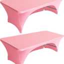 Eurmax USA Spandex Table Cover - 4 ft. Fitted, 30+ Colors, Polyester Stretch Table Toppers, 2 Pack (Hot Pink)