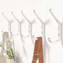 Wall Hooks for Hanging Coats - 5 Pack Silver 3.2'' Double Hook Design, Hat Organizers, Wall Mount Hangers for Bags and Keys, Perfect for Garage, Workshop, Entryway, Closet, and DIY Projects