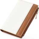 CLUCI RFID Wallet Women PU Leather Small Women Wallet Blocking Bifold Ladies Wallet Credit Card Holder Beige with Brown
