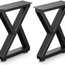16" Metal Bench, Desk and Coffee Table Legs, Heavy Duty Furniture Legs, Black End Table Legs, DIY Legs (H16" x W11.8", Set of 2) (Z-Type)