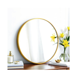 Round Mirror Circle Wall Mounted Hanging or Against Wall Metal Frame Dressing Make-up Mirrors for Entryway Bedroom Bathroom Living Room 12 inch Gold, 2 Pcs