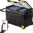 BougeRV 12 Volt Car Refrigerator, CRD2 52 Quart Portable Fridge Freezer with APP Control, -4 to 68 Dual Zone Compressor Electric Cooler 12/24V DC, 110~240V AC for Overlanding, Camping, RV, Truck
