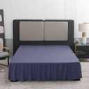 TSUTOMI Navy Blue Bed Skirt King Size Ruffled Bed Skirt with Split Corners, King Bed Skirt 16 Inch Drop, King Size Bed Skirt Grey for Ruffled Bed Skirt with Split Corners, Bed Skirt King Size