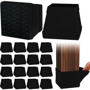 1.5" Square Non Slip Furniture Leg Coasters,16PCS Caster Cups,Rubber Pads Hardwood Floors Protectors for Sofa Bed Piano,Table and Chair Leg Anti Slide Floor Protector.(1 1/2 Black)