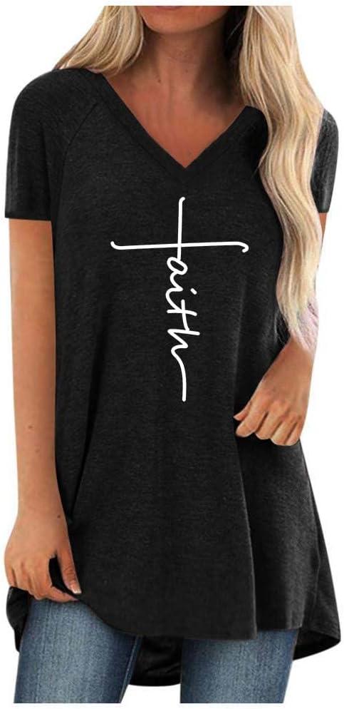 KKG Tops Tunics for Women to Wear with Leggings, Casual Loose Fit V Neck Short/Long Sleeves T Shirt (XX-Large)