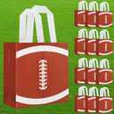 Hxezoc 12 Pieces Football Gift Bags with Handle, Reusable Non Woven Treat Goodie Bag Sport Favor Bags For Football Theme Birthday Party Decoration Supplies