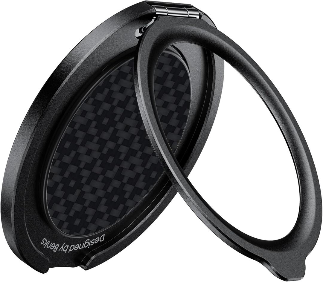 BENKS ArmorPop Magnetic Phone Grip & Stand for MagSafe, 360 Rotation Adjustable Phone Ring Holder for iPhone 17/16/15/14/13/12 Series, Durable Kevlar Design