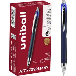 Uniball Jetstream RT Ballpoint Pens, Fine Point (0.7mm), Blue, 12 Pack