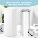 AGH 8pcs 20oz Sublimation Tumblers Bulk With Flat Edge, 20 oz Sublimation Tumbler Blank, Skinny Straight Stainless Steel Blanks Cups with Individual Box, Plastic Straw for Coffee, Drinks, DIY, Crafte