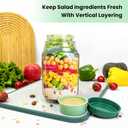Salad To Go Food Container Durable Food Grade Salad Jar with Side Opening Anti-Sogging Food Containers for Lunch, Meal Prepping Non-BPA Dishwasher and Microwave Safe Tritan 30 oz