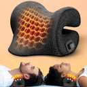 3s Heated Neck Stretcher for Neck Pain Relief, Graphene Heating Pad, Odorless Neck Cloud Cervical Traction Device Chiropractic Pillow for Neck and Shoulder, Gifts for Men, Women, Mom, Dad (Black)