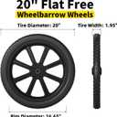 RONPOW 20 Inch Flat Free Wheelbarrow Wheels Compatible with rubbermaid Wheelbarrows Cart Tires, 5/8" Bearings and 3/4" Bearings, Replacement Wheelbarrow Wheels Garden Yard Carts, 400Lbs, 2Pack Black