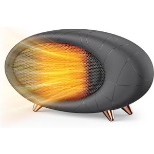 Desk Heater 600W Small Space Heater with Overheating & Tip-Over Protection,PTC Ceramic Fast Heating For Indoor Use (Grey)