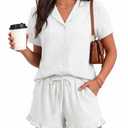CRAZY GRID Women's 2 Piece Lounge Sets Summer Pajama Set Matching Outfits Short Sleeve Top and Shorts Loungewear