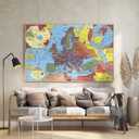 World War II: World Theater - Pictorial Map, 1943 - Historical Map Print - 24in x 16in