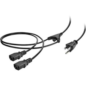 Monoprice Power Cord Splitter - NEMA 5-15P to 2X IEC 60320 C13, 10 Amp, 1250 Watt, SVT, 18AWG, 6 Feet, Black