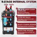 PONDFORSE Canister Filter, External Aquarium Filter Ultra-Quiet Water Circulation Cleaning Machine with Media for Fish Tanks and Aquariums