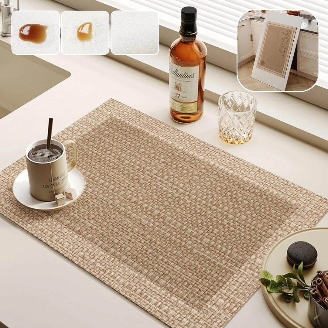 Dish Drying Mat - Absorbent Countertop Mat for Coffee Maker, Expresso Machine, Kitchen Use (03,16''24'')