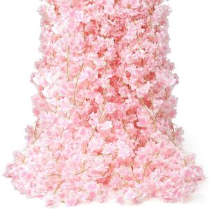 6PC 35.4FT Cherry Blossom Flowers Garland for Pink Flowers Garland Silk Cherry Blossom Vines Hanging for Wedding Party Sakura Cute Spring Summer Decor