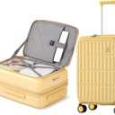 Expandable Top Open Carry On Luggage 22x14x9 Airline Approved, 20 Inch Hard Shell Carry On Suitcase with Spinner Wheels,Travel Small Luggage for Women Men,Cheese Yellow