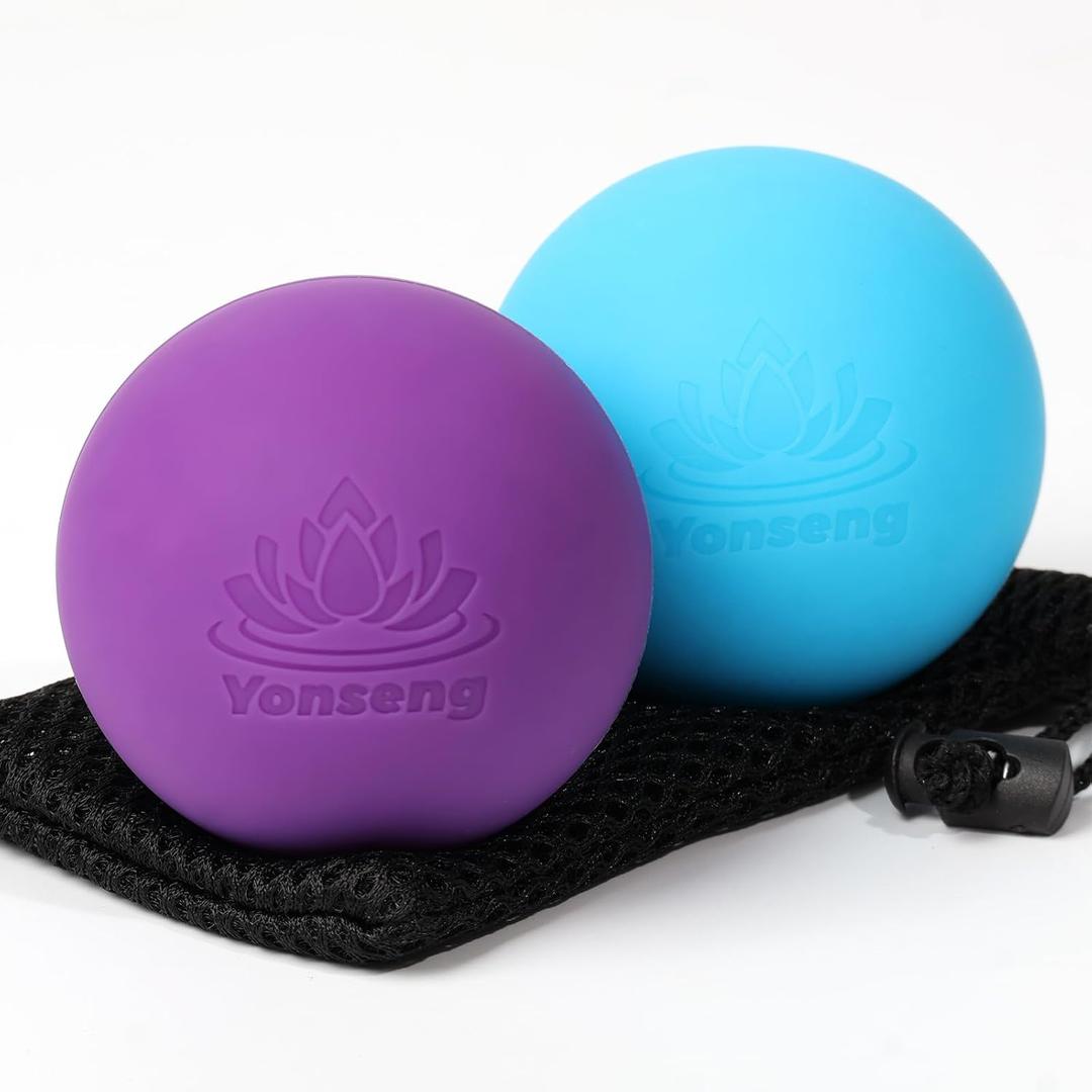 Physical Yoga Balls Massage Lacrosse Balls for Myofascial Release, Trigger Point Therapy, Muscle Soreness Deep Tissue Massage Physical Therapy Equipment(2 Pack, Blue and Purple)