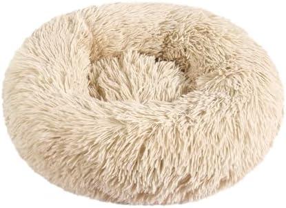 Kitten Puppy Bed Extra Small XS Round Dog Cat Beds Anti Anxiety Plush Pet Calming Donut Bed with Non-Slip Waterproof Bottom, Washable, 1 Brown and 1 Gray