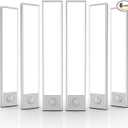 6 Pack Under Cabinet Lighting Wireless, 32 LED Rechargeable Battery Motion Sensor Light Indoor, Stick On Magnetic Closet Lights, Under Counter Lights for Kitchen, Stairs, White 8 in