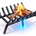 AMAGABELI GARDEN & HOME Fireplace Grate 30 inch Fire Pit Grate Fire Place Log Holder Wrought Iron Heavy Duty Solid Steel Indoor Outdoor Camping Hearth Firepit Firewood Wood Burning Rack Stove