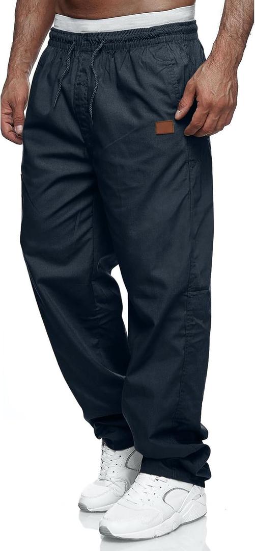 Mens Casual Jogger Pants Relaxed Fit Cargo Pants Drawstring Sweatpants Hiking Outdoor Twill Sport Pants (4X, Navy Blue)