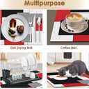 Arttown Coffee Mat for Countertops, Red Black White Grey Modern Dish Drying Mat 2 Pcs for Kitchen Bar Accessories, Fit Under Coffee Maker Espresso Machine Dish Rack Hide Stain Rubber 12x19in